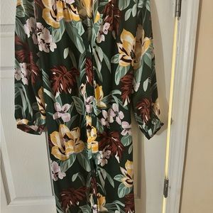 Silk floral print dress, size M.